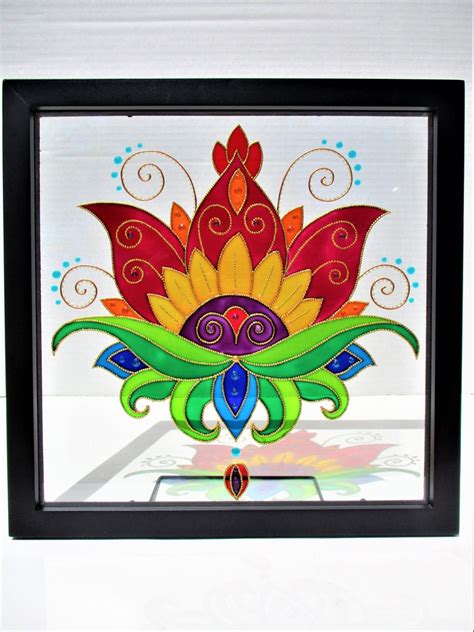 Lotus Art 13x13 Bohemian Decor Spiritual Art Suncatcher Etsy