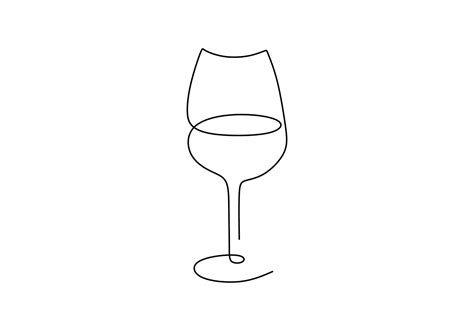 Dibujo Continuo De Una Línea De Una Copa De Vino Champán Y Beber Vino De Una Copa Concepto De