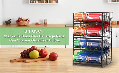 Smusei Stackable Soda Can Rack Organizer 4 Tier Beverage