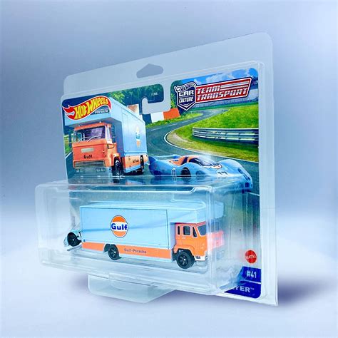 KLAS 4 X Hot Wheels TEAM TRANSPORT Car Keepers Crystal Clear Stackable Protective Clamshell