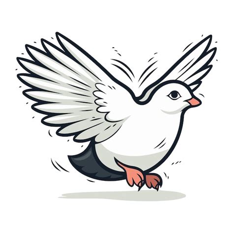 Pombo voando no ar ilustração vetorial em fundo branco Vetor Premium