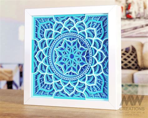 Flower Mandala Shadow Box Svg D Layer Mandala Svg Paper Etsy