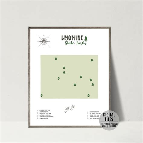 Wyoming State Parks Map-wyoming Parks Checklist-state Parks of - Etsy