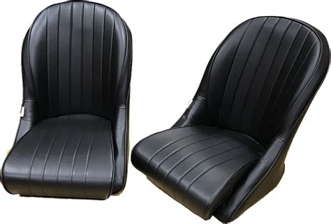 Pair Bb Vintage Classic Car Bucket Seats Black Universal Runners