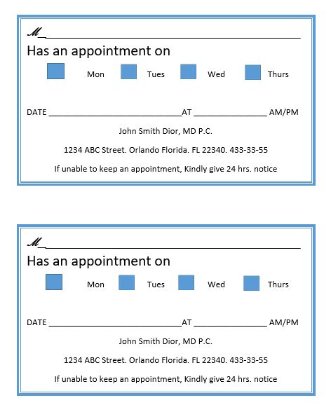 Appointment Slip Templates 11 Free Printable Templates My Word