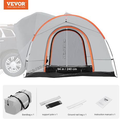 VEVOR SUV Camping Tent, 8'-8' SUV Tent Attachment for Camping with Rain