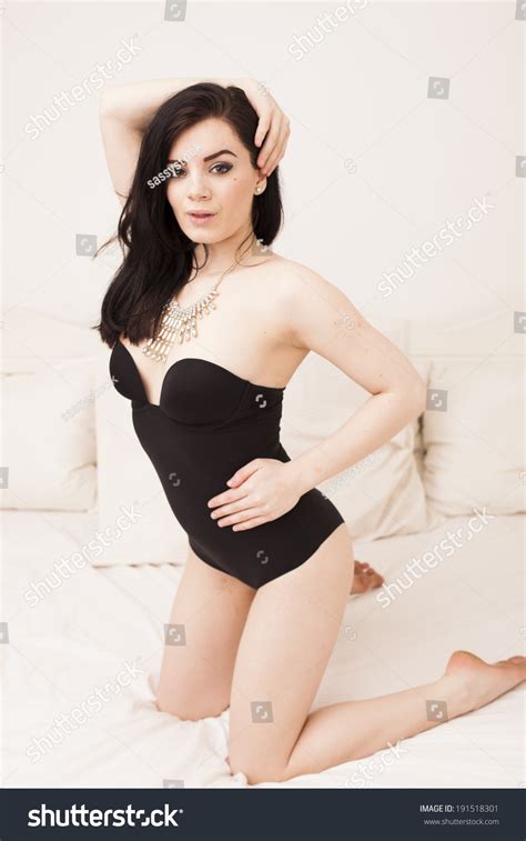 Sexy Brunette Lingerie Woman Wearing Black Stock Photo 191518301 Shutterstock