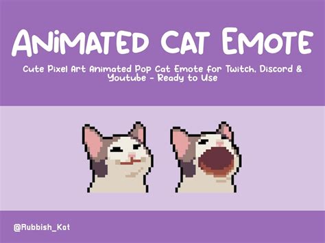 Pop Cat Animated Pixel Art Emote For Twitch Discord And Youtube Ready To