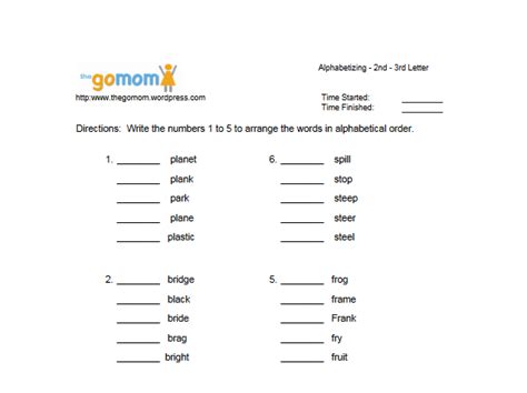 First Grade Spelling Words In Alphabetical Order Varmonkeys