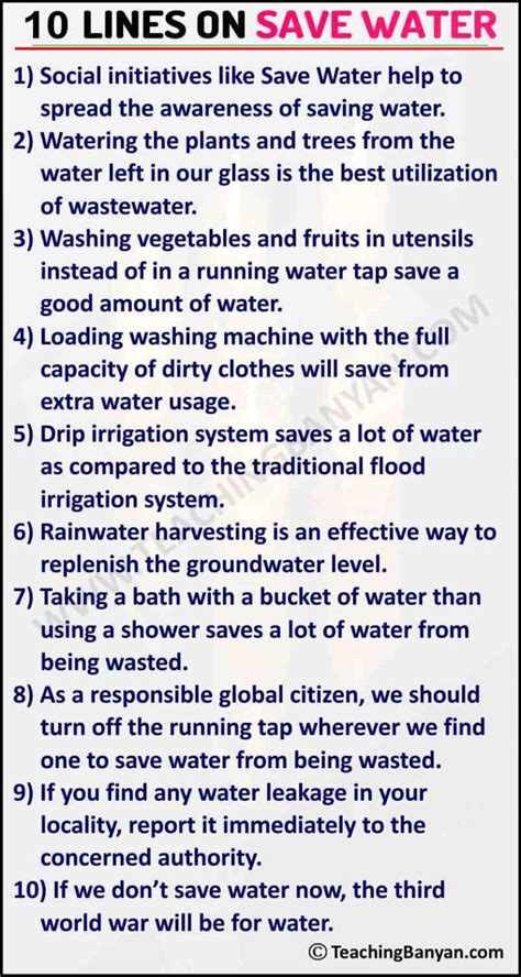 10 Lines On Save Water TeachingBanyan