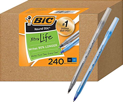 Amazon | BiC PENS large bulk pack of 240 ink pens, Bic Round Stic Xtra ...