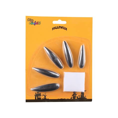 Press On Nails,Halloween Fashion Nail Witch Nail,Long with Crow Castle Designs Black Acrylic