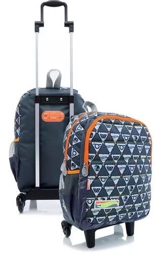 Mochila Escolar Hot Wheels Rodinhas Grande Sestini Cinza Parcelamento Sem Juros