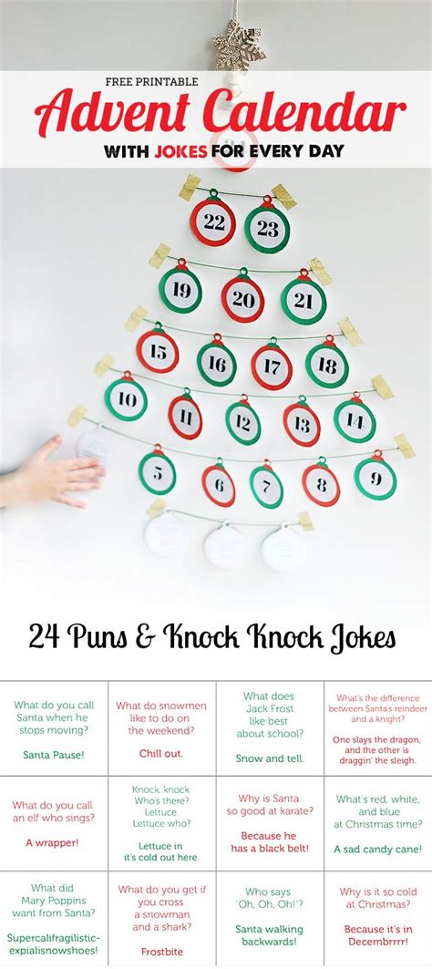 Free Printable Advent Calendar With Jokes For Every Day Modern