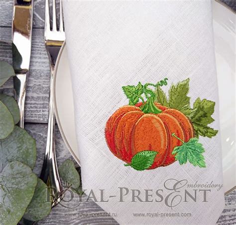 Machine Embroidery Design Fall Pumpkin Royal Present Embroidery