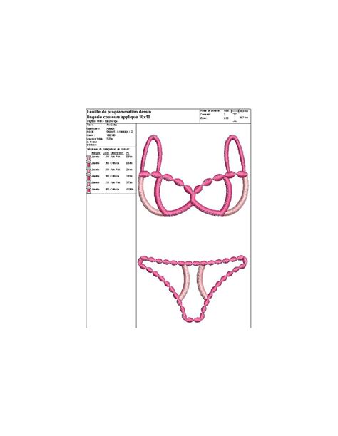 Motif de broderie machine lingerie couleurs appliquée