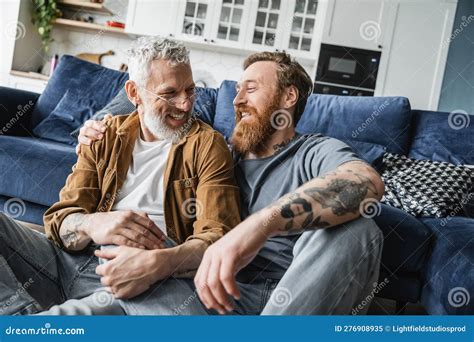 Carefree Gay Couple Hugging And Looking Stock Image Image Of People