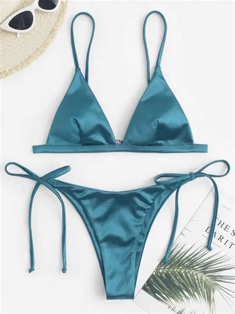 Bikini Brasile O De Corte Alto De Sat N Met Lico Para Mujer Traje De Ba
