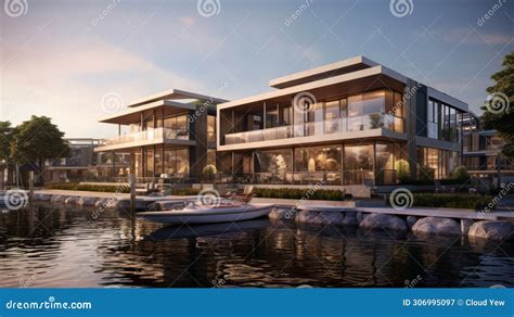 Creative Architectural Design In A Waterfront Development Stock
