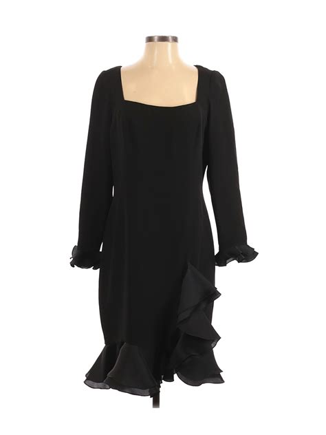 Assorted Brands 100 Silk Solid Black Cocktail Dress Size 6 65 Off