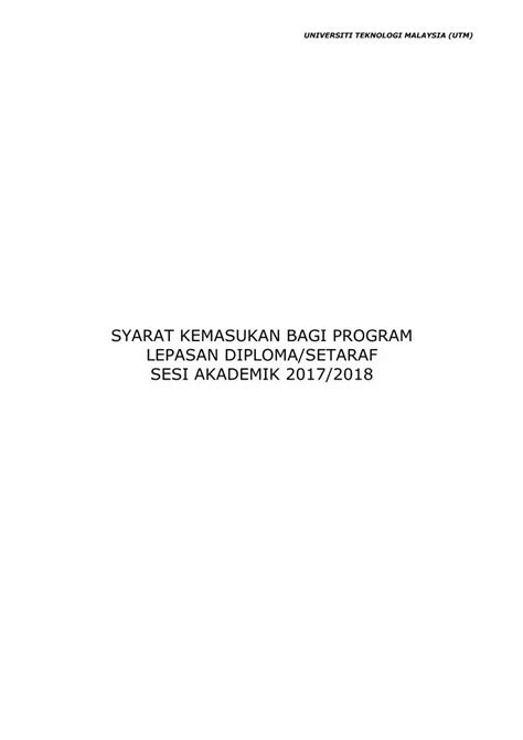 PDF PERBEZAAN SYARAT MASUK BAGI LEPASAN Intake Utm My Permohonan