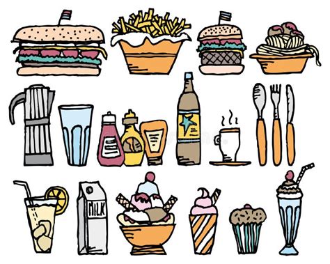 Food Drinks Color Restaurant Stuff Stock Illustrations 4 Food Drinks