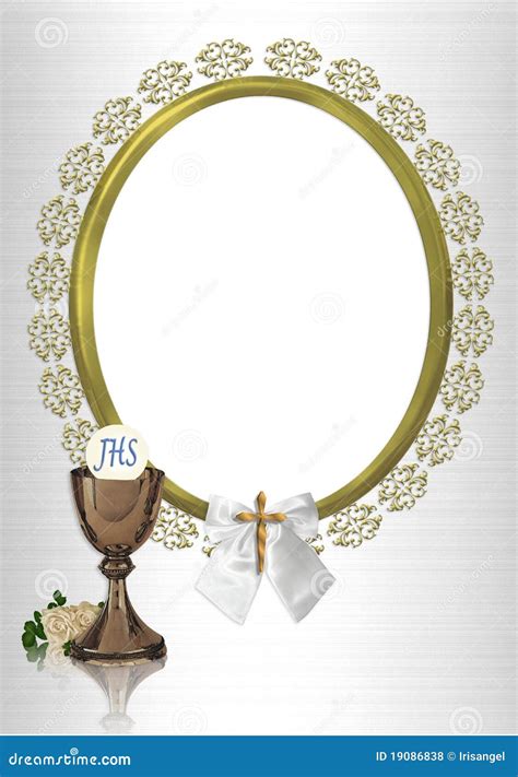 First Communion Oval Photo Frame Stock Illustration Illustration Of