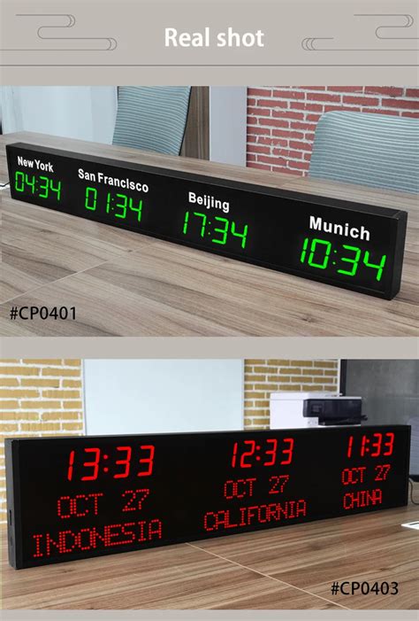 Cheetie Cp035 Personalised Time Zone Clock Wall Mounted Digital Led