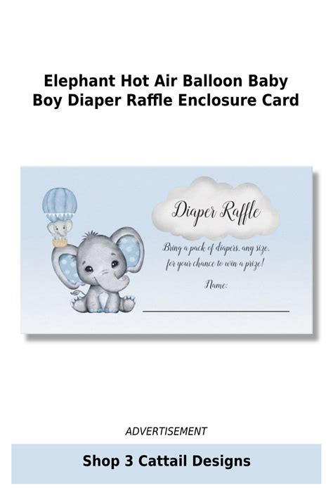 Elephant Hot Air Balloon Baby Boy Diaper Raffle Enclosure Card Zazzle Baby Boy Diapers