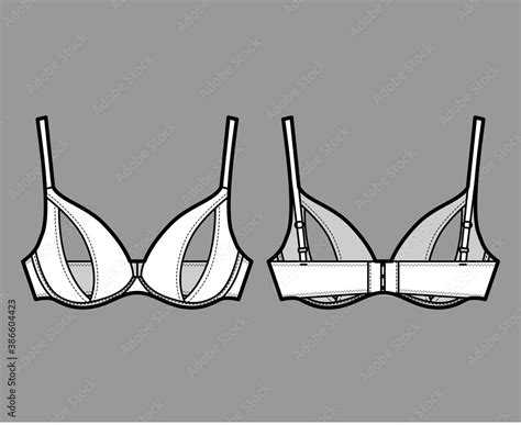 Peephole Bra Lingerie Technical Fashion Illustration With Adjustable