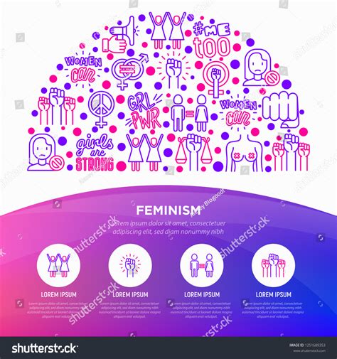 Feminism Concept Half Circle Thin Line Stock Vector Royalty Free