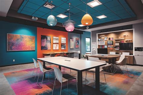 Premium AI Image | A modern office space with a colorful and energetic ...