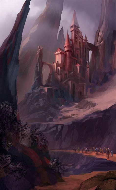 Red castle, Daniele Montella | Fantasy castle, Fantasy landscape ...