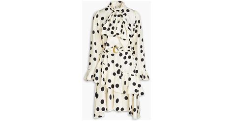 Zimmermann Pussy Bow Polka Dot Silk Twill Mini Dress In White Lyst