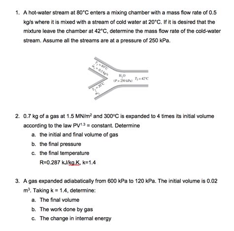 Solved 1 A Hot Water Stream At 80C Enters A Mixing Chamber Chegg