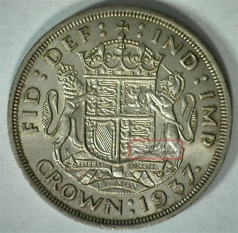 1937 Silver British Crown George Vi Great Britain Uk Coin Au