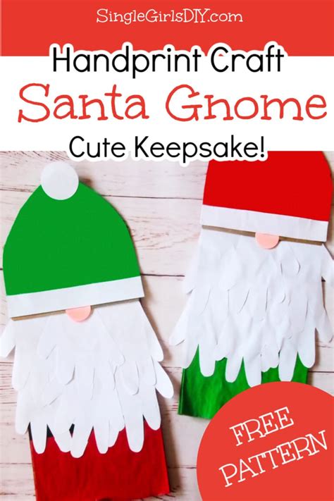 Santa Gnome Handprint Craft Single Girls Diy