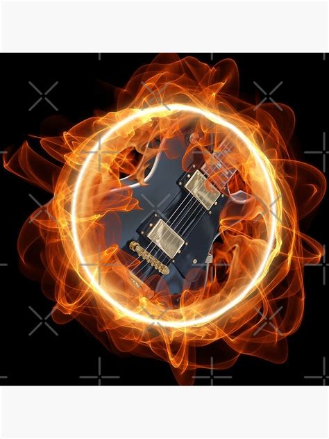 Electric Guitar Fire Ring Poster For Sale By Summerainart Redbubble