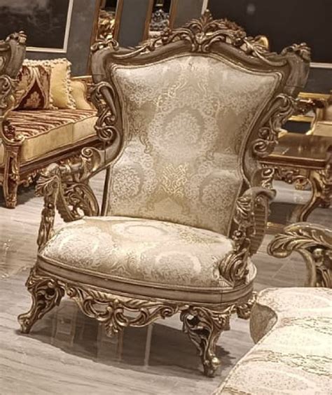 Casa Padrino Fauteuil De Salon Baroque De Luxe Avec Motif Or Gris