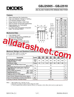 GBJ2506 Datasheet(PDF) - Diodes Incorporated