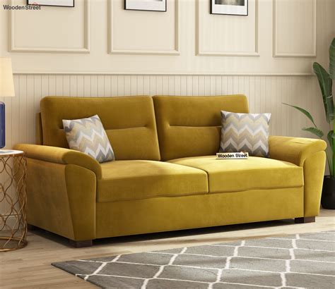 Buy Norvin Seater Sofa Velvet Chestnut Brown Online In India At