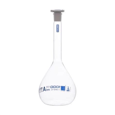 Volumetric Flask 1000ml Class A Astm Polypropylene Stopper Blue Graduation