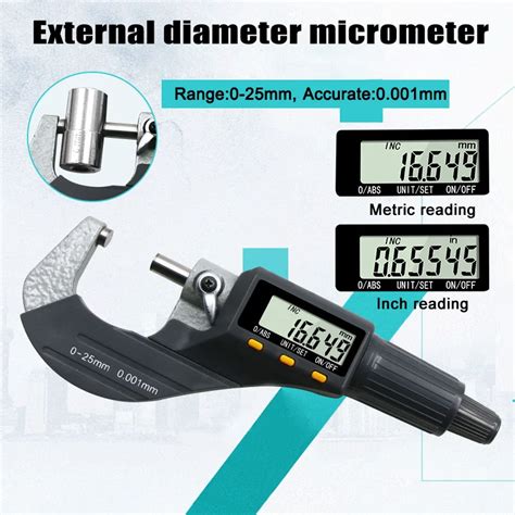 Electronic Micrometer 0 25mm With Extra Large Lcd Screen Digital