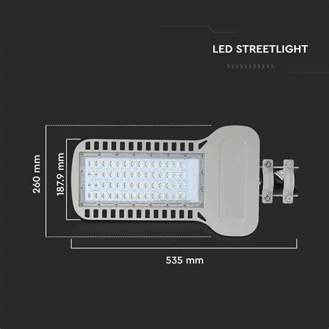 Armatura Stradale LED Chip Samsung Slim 100W 135LM W Colore Grigio