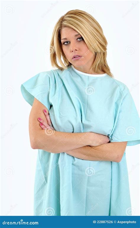 Sad Blonde Woman Patient In Hospital Gown Stock Photo Image Of Healthcare Caucasian 22887526