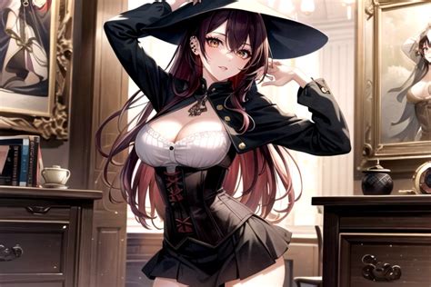 Medium Breast Red Hair Brown Eyes Asian AI Porn