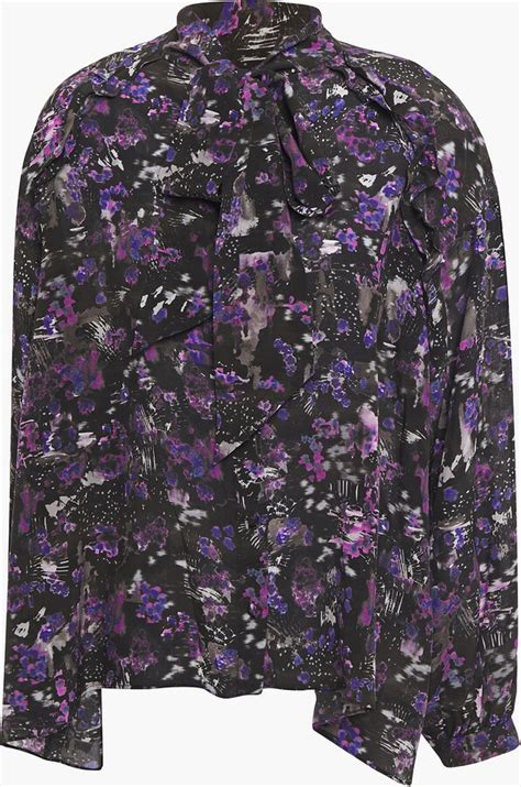 Iro Equinoxe Pussy Bow Printed Silk Crepe De Chine Blouse Shopstyle Tops