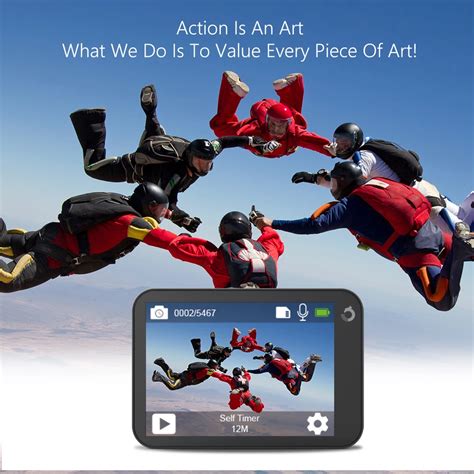 Экшн-камера Dragon Touch Vista 5 4K с сенсорным экраном 16 МП WiFi 30 м ...