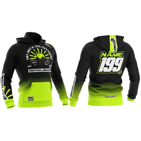 customised motocross hoodie bright yellow loko life adult motoloko