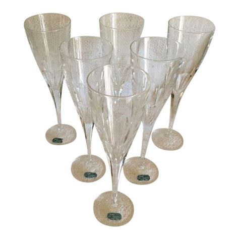 J G Durand Cristal Darques Pétale Champagne Flutes Set Of 6